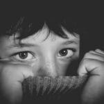 hide, eyes, sight, black and white photo, contrast, baby, fright, kids, teen, close, gate, pullover, collar, fear, afraid, afraid, afraid, afraid, afraid, afraid